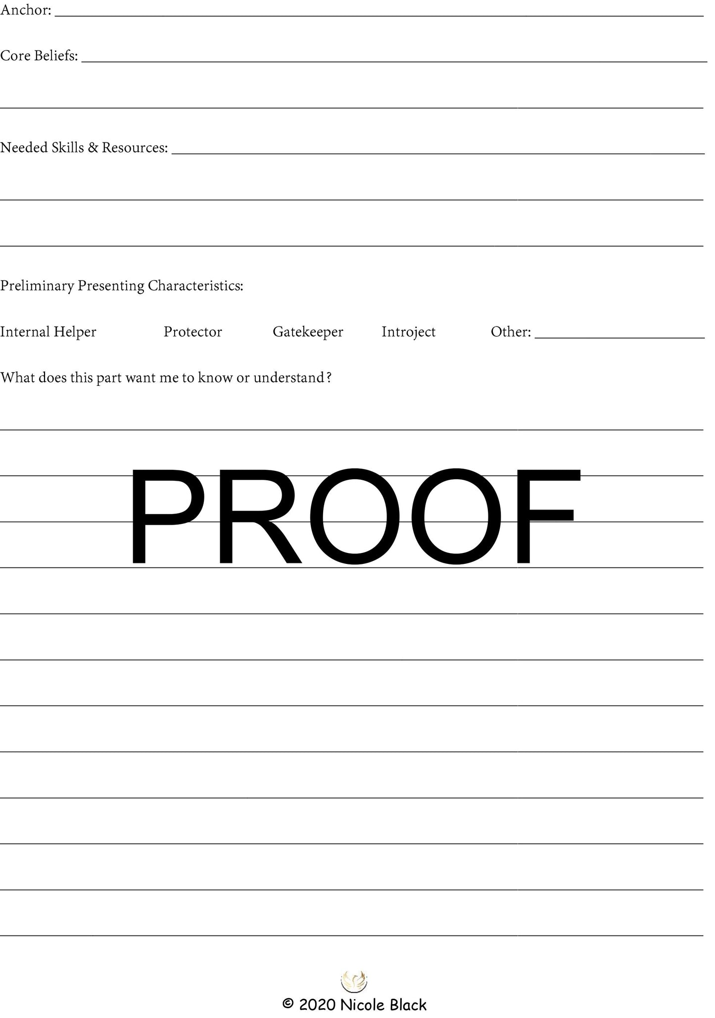 IFS/Ego State/DID Parts Template for Tracking Parts Information-EMDR, Dissociation, Therapy