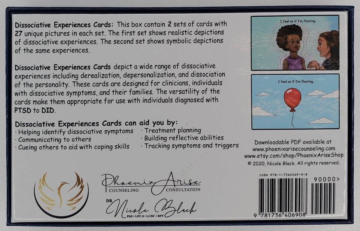 Dissociative Experiences Cards-For Counselors, Clients, EMDR, Trauma Work, DID/Dissociation Counseling